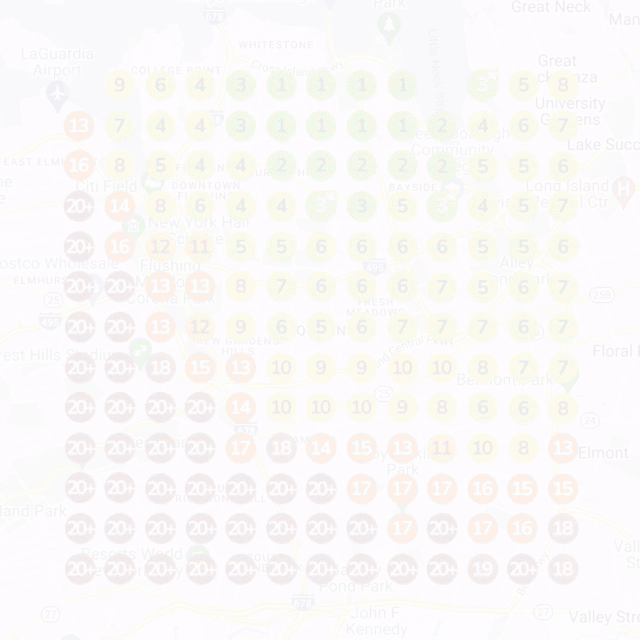 Animated Google Maps geo grid showing a client's rankings climbing from unranked red to top 3 green across their service area